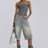 Hellgewaschene Jumbo-Jorts