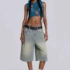 Hellgewaschene Jumbo-Jorts
