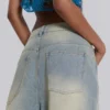 Hellgewaschene Jumbo-Jorts