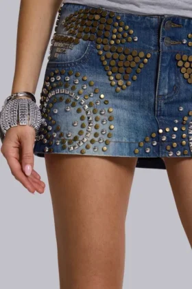 Hena-Minirock aus Denim mit Nieten