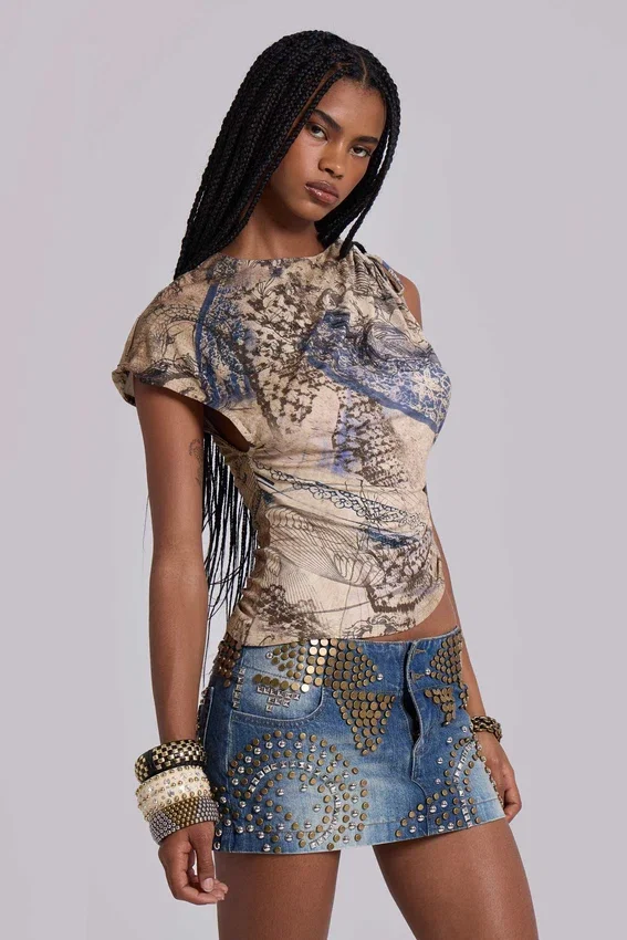 Hena-Minirock aus Denim mit Nieten