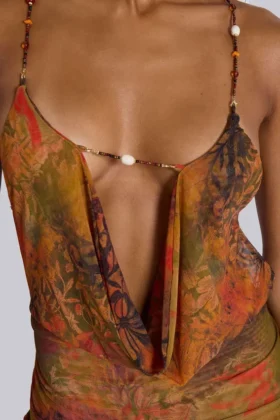 Hina rückenfreies Minikleid mit Perlenbesatz