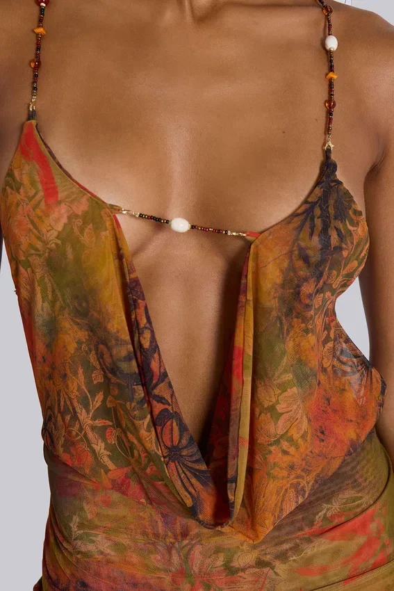 Hina rückenfreies Minikleid mit Perlenbesatz
