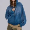 Hoodie mit Nieten in Sunfade-Waffeloptik