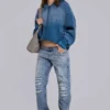 Hoodie mit Nieten in Sunfade-Waffeloptik