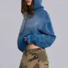 Hoodie mit Nieten in Sunfade-Waffeloptik