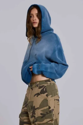 Hoodie mit Nieten in Sunfade-Waffeloptik