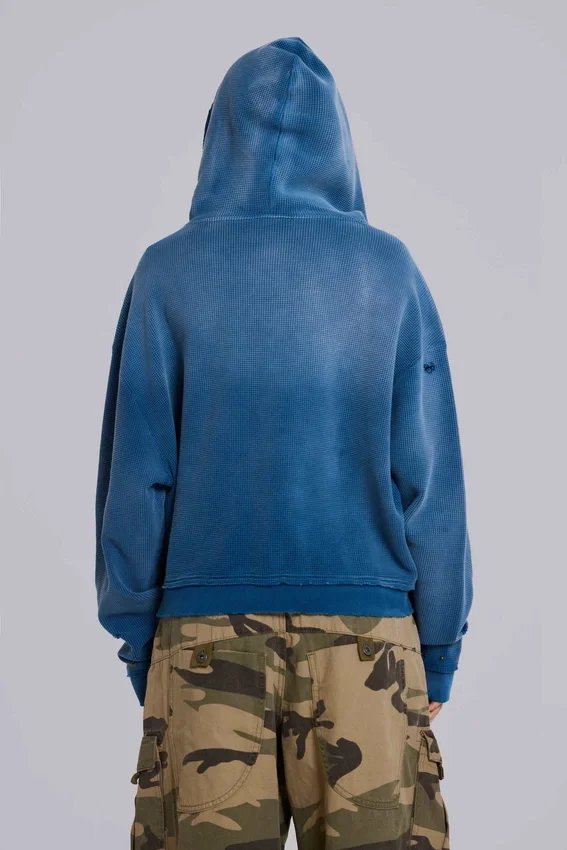 Hoodie mit Nieten in Sunfade-Waffeloptik
