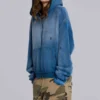 Hoodie mit Nieten in Sunfade-Waffeloptik