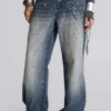 Hunter-Jeans mit lockerem, geradem Bein und Spiegeln