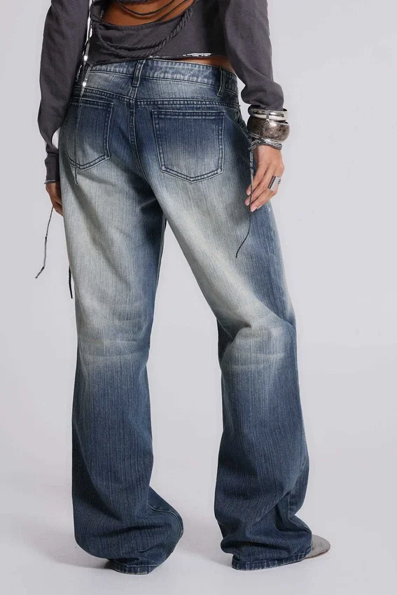 Hunter-Jeans mit lockerem, geradem Bein und Spiegeln
