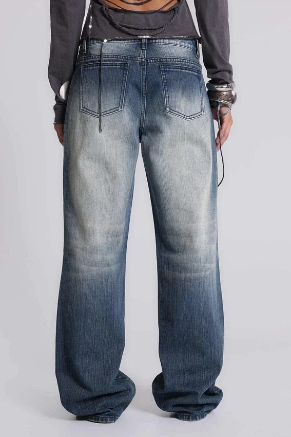Hunter-Jeans mit lockerem, geradem Bein und Spiegeln