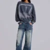 Hunter – Lockere Jeans mit geradem Bein in blauer Waschung