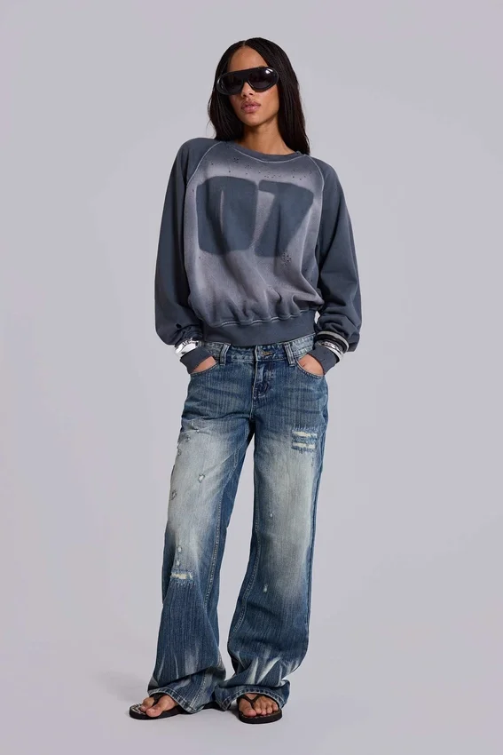 Hunter – Lockere Jeans mit geradem Bein in blauer Waschung