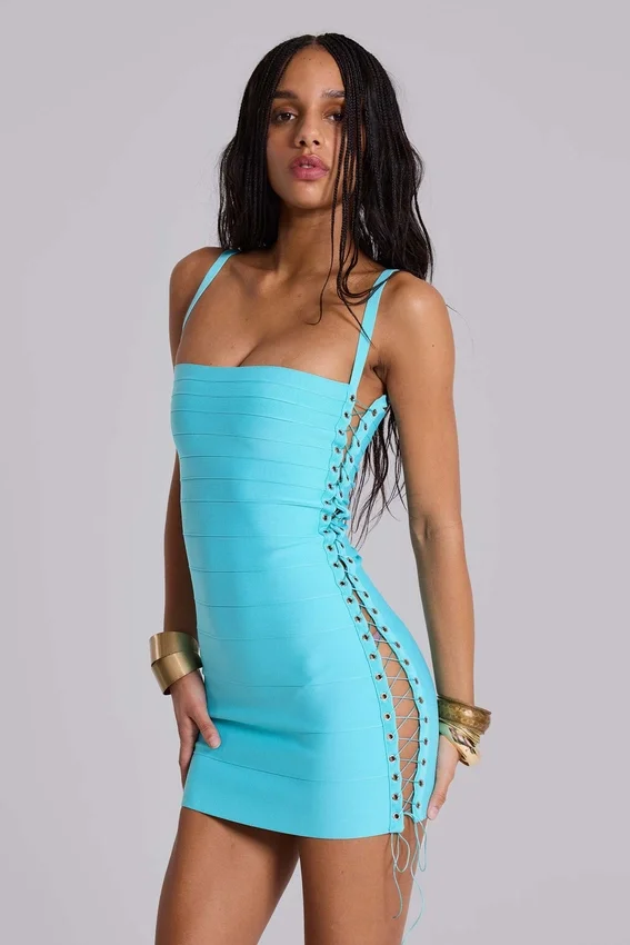 Idol Bandage-Minikleid in Türkis
