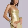 Idol Metallic-Bandage-Korsett-Oberteil in Gold
