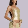Idol Metallic-Bandage-Korsett-Oberteil in Gold