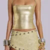 Idol Metallic-Bandage-Korsett-Oberteil in Gold
