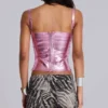 Idol Metallic-Bandage-Korsett-Oberteil in Rosa