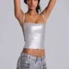 Ardor beschichtete Mini-Jeansshorts in Silber