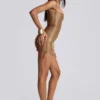 Idol Metallic-Bandage-Minikleid in Bronze