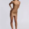 Idol Metallic-Bandage-Minikleid in Bronze