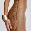 Idol Metallic-Bandage-Minikleid in Bronze