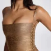 Idol Metallic-Bandage-Minikleid in Bronze
