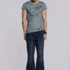 Indigo Creased Drift Bootcut-Jeans