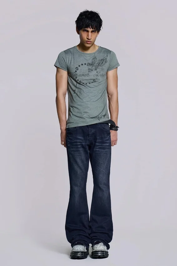 Indigo Creased Drift Bootcut-Jeans