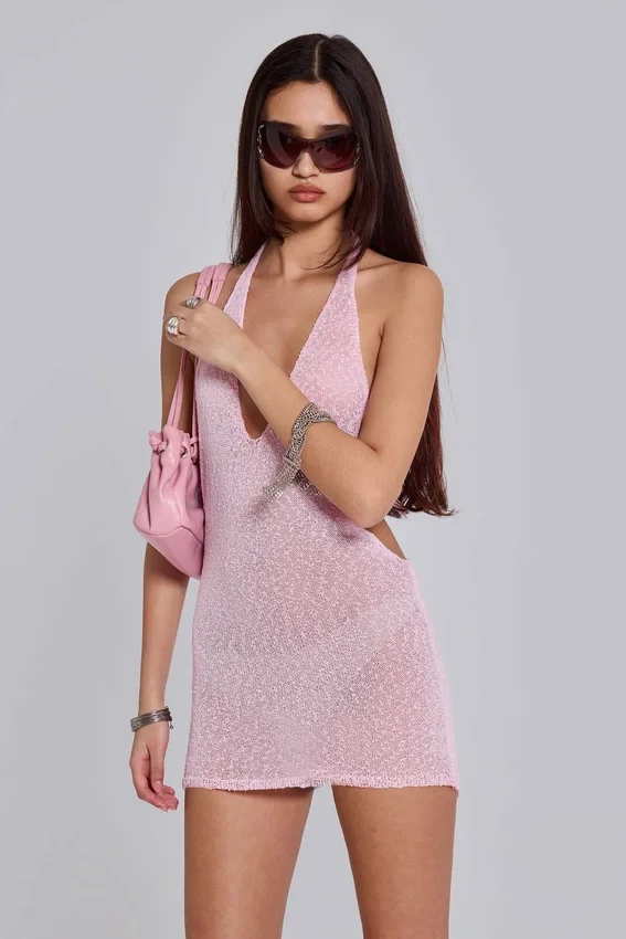 Infinity-Halter-Minikleid in Rosa