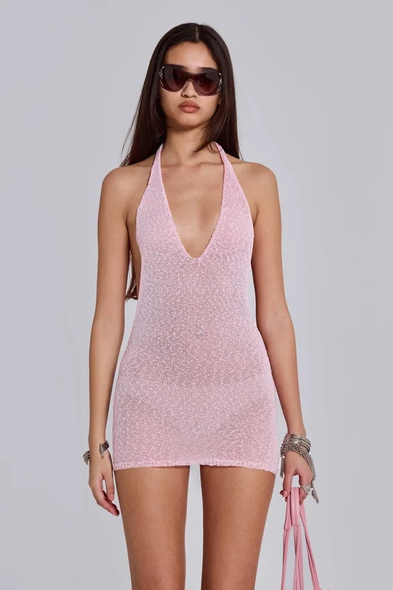 Infinity-Halter-Minikleid in Rosa