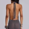 Infinity-Strick-Halter-Minikleid in Gunmetal
