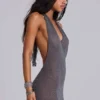 Infinity-Strick-Halter-Minikleid in Gunmetal