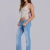 Kelsey Low-Rise-Skinny-Bootcut-Jeans in heller Waschung