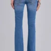 Kelsey Low-Rise-Skinny-Bootcut-Jeans in mittlerer Waschung