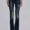 Kelsey Skinny-Bootcut-Jeans mit niedriger Leibhöhe in dunkler Waschung