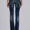 Kelsey Skinny-Bootcut-Jeans mit niedriger Leibhöhe in dunkler Waschung