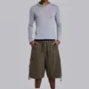 Khaki Parachute Cargo-Baggy-Shorts