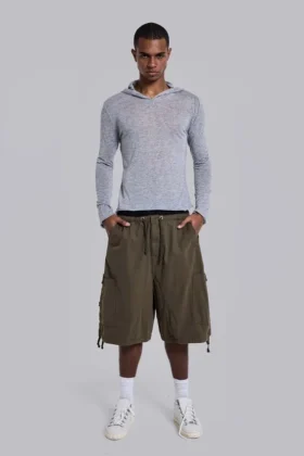 Khaki Parachute Cargo-Baggy-Shorts