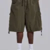 Khaki Parachute Cargo-Baggy-Shorts