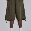 Khaki Parachute Cargo-Baggy-Shorts