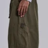 Khaki Parachute Cargo-Baggy-Shorts