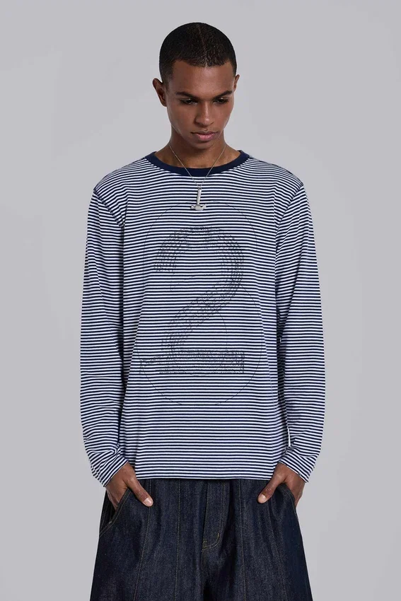 Langärmliges Oberteil „62 Stripe“ in Marineblau