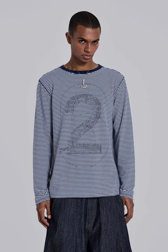 Langärmliges Oberteil „62 Stripe“ in Marineblau