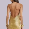Lavinia rückenfreies Minikleid mit Fransen in Gold