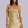 Lavinia rückenfreies Minikleid mit Fransen in Gold