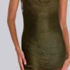Lavinia rückenfreies Minikleid mit Fransen in Khaki
