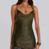 Lavinia rückenfreies Minikleid mit Fransen in Khaki