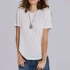 Leinen-T-Shirt mit V-Ausschnitt